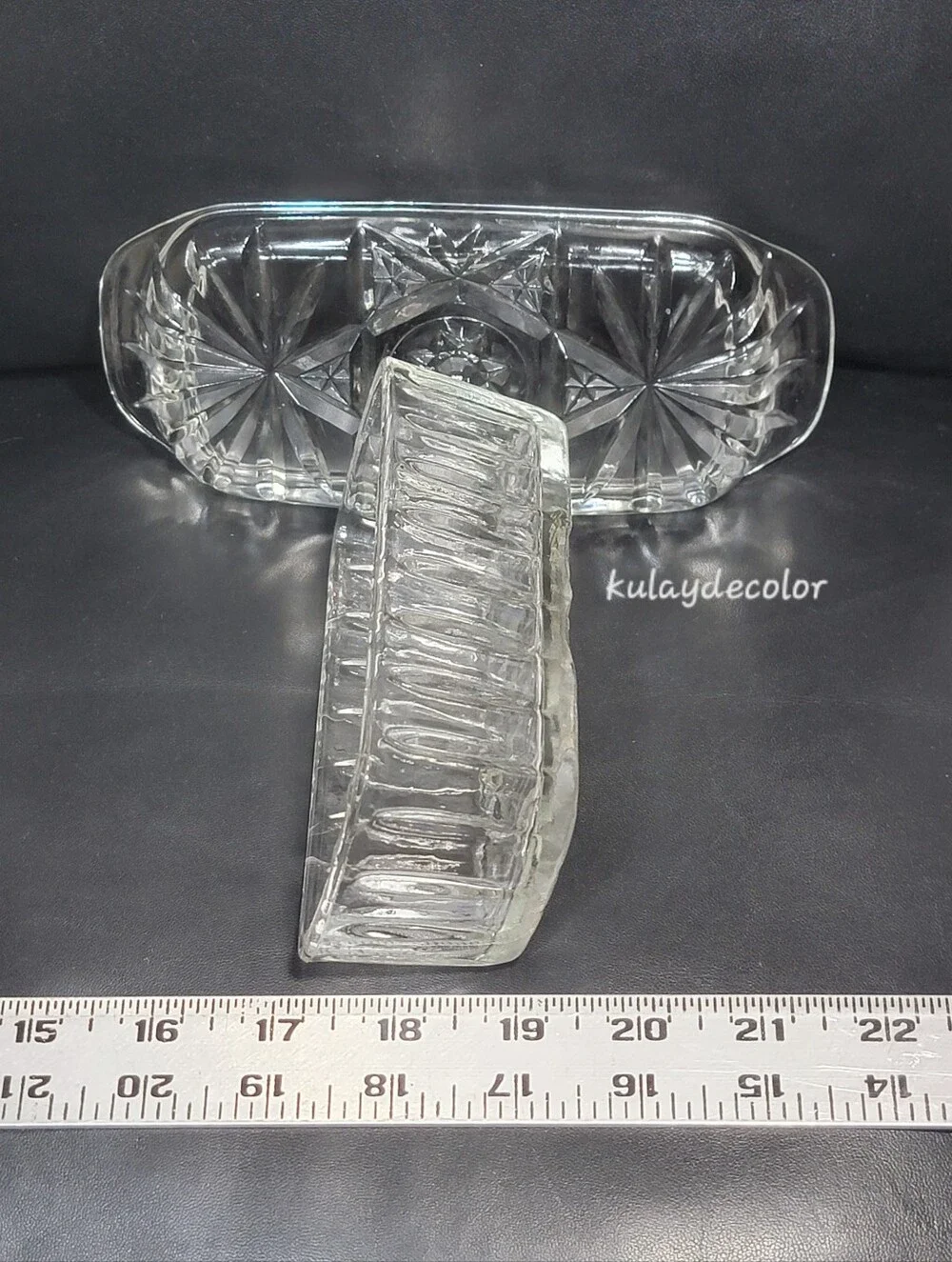 Vintage Anchor Hocking Pressed Glass Covered Butter Dish Star of David Pattern